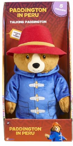 Rainbow Designs Paddington Bear Movie Talking Teddy Bear - Paddington Bear talking toy with 5 Phrases, Red Hat & Blue Duffle Coat - Cuddly Companion for Playtime Adventures