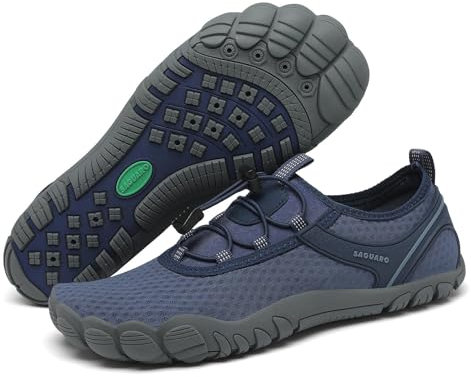 SAGUARO Badeschuhe Wasserschuhe Barfuss Schuhe Damen Herren Barfußschuhe Schnelltrocknende Schwimmschuhe rutschfeste Strandschuhe Aquaschuhe mit Dicker Sohle Ganz Blau,Gr.37