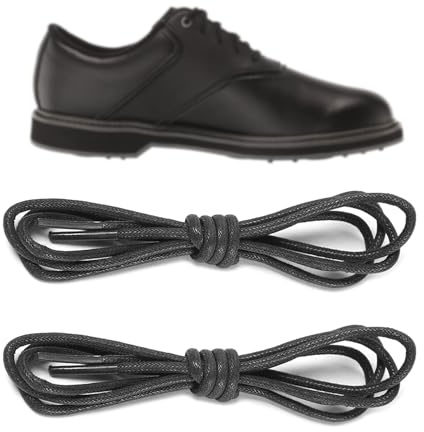 NDTEZUGT 2.5mm Lacets Golf pour FootJoy, Lacets Fins Ronds Cirés Oxford de Rechange pour Chaussures de Ville (Noir,31/80cm)