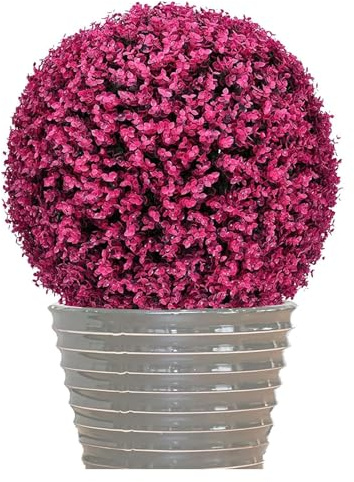 Bolas de césped artificial, bola topiaria de boj artificial, plantas artificiales decorativas de vegetación artificial, esferas grandes for jardín al aire libre, bolas decorativas de boj(Purple,30cm)