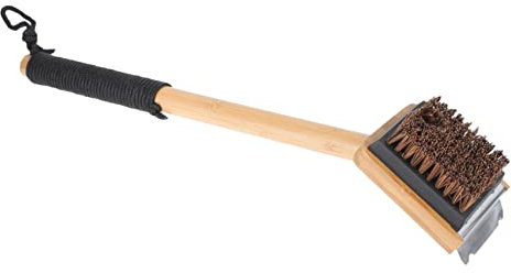 IWOWHERO 1pieza Cepillo De Limpieza De Barbacoa Mango Antideslizante Accesorio para Parrillas Cabezal De Natural para Asados y Cocinas Exteriores