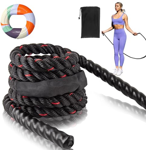 ZUSUZU Cuerda de Saltar Comba Pesada para Mujeres, 0,8KG 280CM Battle Jumping Rope para Construcción de Fuerza, Entrenamiento Muscular y Fitness de Todo el, para Ejercicio de Intervalos, Crossfit