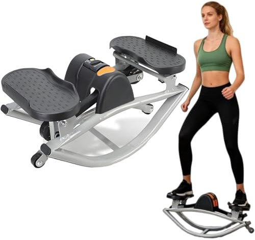 Stepper a dondolo laterale per allenamenti a casa, esercizi a basso impatto per gambe e core con monitor LCD e fasce di resistenza