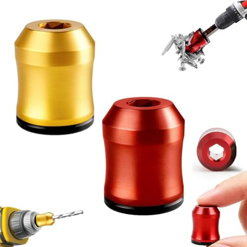 2Pcs Screwdriver Head Magnetic Ring,Strong Magnetic Screw Ring,Screw Ring Set Removable Household Tool for Drills,Alloy Screw Holder for Repair,Universal Bit Holder for Hex Screwdrivers & Power Bits