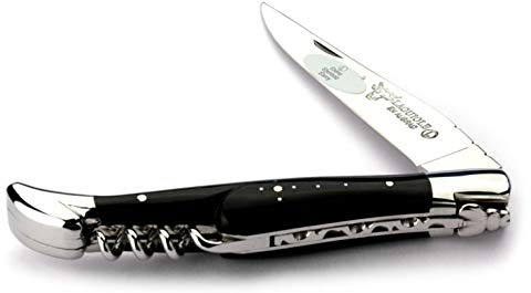 Laguiole en Aubrac Taschenmesser mit Korkenzieher L0312EBIF 12 cm, Griffschalen Ebenholz, Klinge 10 cm glänzend, Backen glänzend