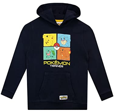 Pokémon Maglione Pokemon | Pikachu Felpa con Cappuccio per Ragazzi | Bisasam Glumanda Schiggy | Felpa con Cappuccio da Gioco per Ragazzi Vestiti per Bambini, Multicolore, 158 cm
