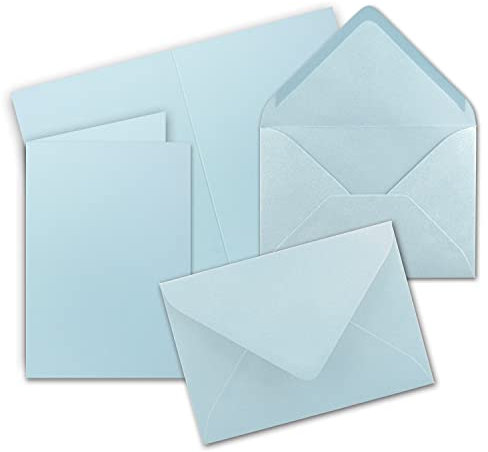 10x Faltkarten Set mit Briefumschlägen DIN A6 / C6 - Hellblau (Blau) - 14,8 x 10,5 cm (105 x 148) - Doppelkarten Set - Serie FarbenFroh