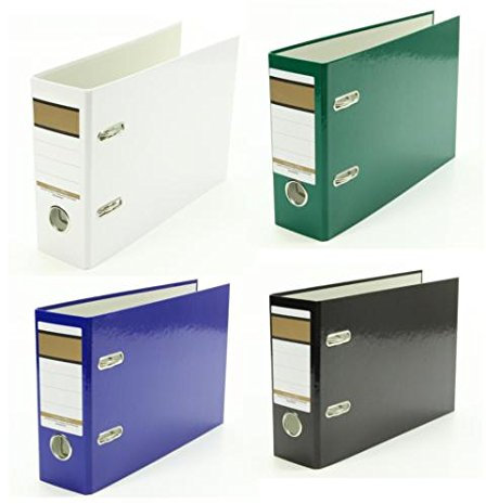 4x Ordner / A5 quer / 75mm breit / Farbe: je 1x weiß, grün, blau und schwarz