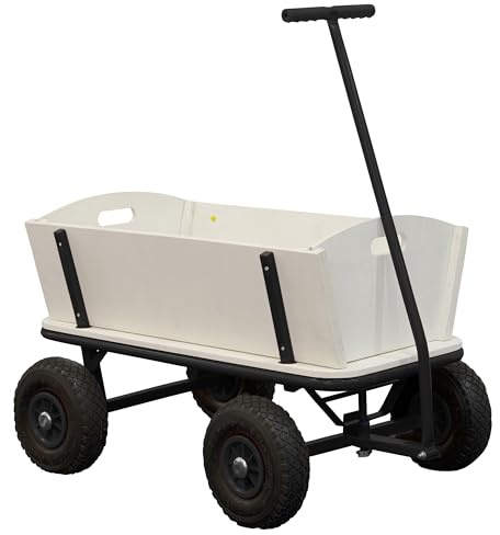 Sunny Billy Beach Wagon Bollerwagen in Schwarz | Handwagen aus Holz mit Luftreifen | Belastbar bis 100 kg | 94x61x97cm