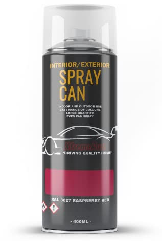Xtremeauto Spray Paint Finish For Indoor And Outdoor Use Garden Cars Home Kitchen Bathroom Furniture Art Craft Bikes Radiators Metal Wood Plastic Glass UPVC Stone PVC RAL 3027 Raspberry red