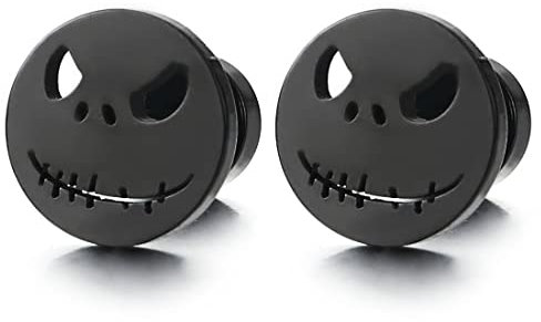 Schwarz Klein Monster Ohrstecker Herren Damen, Gestüt Ohrringe Edelstahl, Ohrschmuck, 2 Stücke, Rock Punk