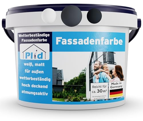 Plid® – fasadfärg utomhus skiffergrå – 5 l [väder och UV-beständig] – högkvalitativ färg för murverk, husvägg, betong och källarvägg – basfärg – väggfärg – väggfärg – tillverkad i Tyskland