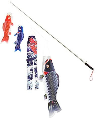 Gogogmee Manga de Viento de Carpa Japonesa para Jardín Decoración Colgante para Restaurante Patio y Exteriores Bandera de Pez Adorno para Árbol Estilo Japonés Satín