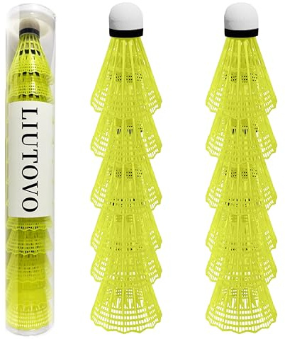 LIUTOVO 12 Packs Nylon Badminton Shuttlecocks Birdies Nylon Feather Shuttlecocks Badminton Birdies Great Stability ＆ Durability Indoor Outdoor Sports Hight Speed Training Badminton Balls