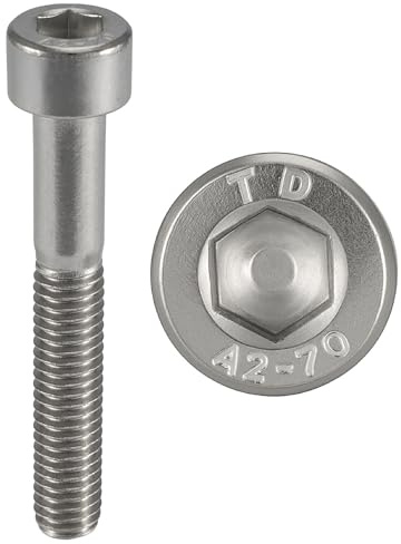 Skruvar i rostfritt stål M8 x 60 mm BTR cylindriskt huvud Ø 8 x 60 mm | M8 x 60 mm CHC-skruv med sexkant (insexnyckel) | rostfritt stål A2-70 (V2A/304) | ISO 4762/DIN 912: Set med 10 st - ProRaje
