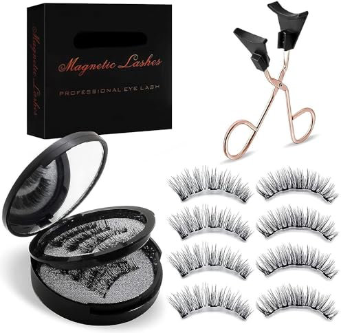 Magnetische Wimpern, 3D Natural Look Set Von Doppelten Magnetischen Wimpern Ohne Eyeliner, Kein Kleber Falsche Wimpern Mit Applikator, Einfach Zu Tragen, Wiederverwendbar, Wasserdicht