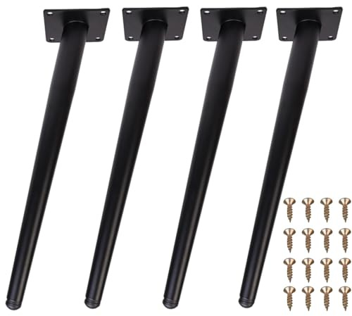 Zllzpzd 4 pezzi 40cm Gambe da tavolo in metallo nero, piedini inclinati, gambe da tavolo in metallo, gambe per mobili, comò,per tavoli, divani, armadi, sedie, mobili piedini di ricambio