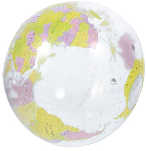 NUOBESTY Ballon de plage gonflable en PVC transparent de 40,6 cm avec carte du monde pour la plage, la piscine et jouet éducatif