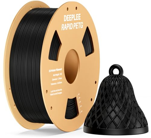 DEEPLEE Rapid PETG Filament 1.75mm Black 1KG, 3D Printer Filament Good Impact Resistance, High Speed Filament Material Speed Up to 600mm/s Fit for Most FDM 3D Printers