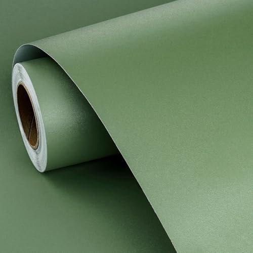 FunStick Carta da Parati Verde Pino Moderna Carta da Parati Adesiva Camera da Letto Muro Rivestimento Mobili Cucina Armadio Scrivania Lavabile Pellicola Adesiva per Mobili Verde Tinta Unita 40CM×2M