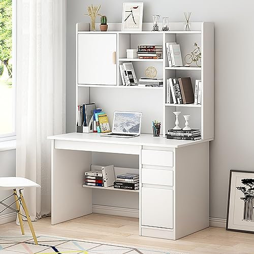 Moderno escritorio de oficina en casa con almacenamiento y gabinete, mesa de estudio, estación de trabajo para PC, portátil, con estantes para libros