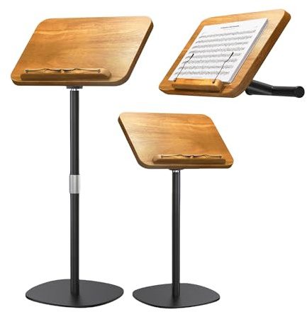 NAMON 2-in-1 Dual-Use Music Stand & Tabletop Stand, Heavy Duty Solid Wooden Music Stand for Sheet Music, Adjustable Height & Angle, With Page Paper Clip, Ideal for Violin Guitar Piano Players