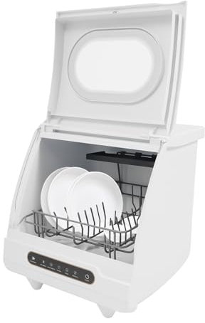 Mini lavastoviglie 800 W, lavastoviglie da tavolo con 5 programmi e serbatoio dell'acqua da 5 l, finestra trasparente, lavastoviglie da tavolo con 2 modalità di lavaggio e indicatore LED, perfetto per