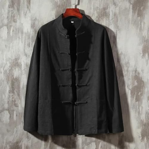 Men's Traditional Tang Suit Comfortable Tai Chi Jacket for Various Occasions (3XL Black)
