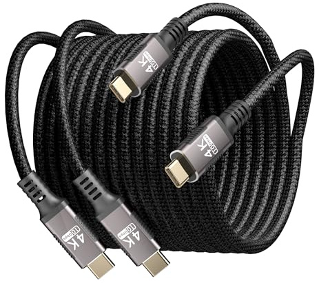 KMMXXCPM largo Cable USB C 3 m,[2 Pack] Compatible Con Thunderbolt 3,Tipo-C 100W Carga Rapida,Cable USB C 3.1 10 Gbps Transferencia de Datos,USBC HD 4K@60Hz/2K@120Hz Video Para Monitor,Hub,SSD,Dock.