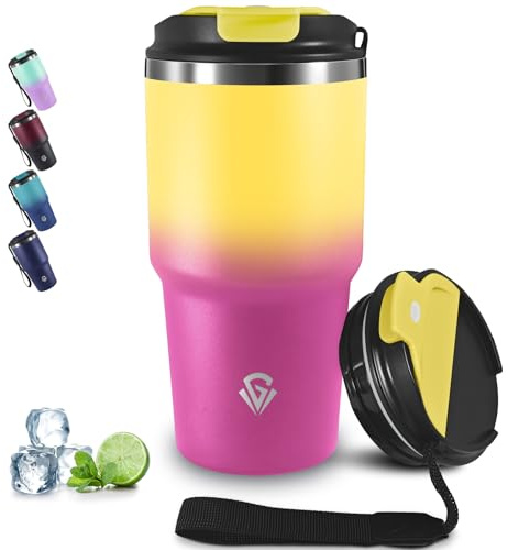 Grsta 20oz Tazza Termica, Isolata Sottovuoto In Acciaio Inox, Termos Caffè, Bicchiere Termico per Bevande Calde e Fredde, A Prova di Perdite Tumbler Termico Ermetica Portatile