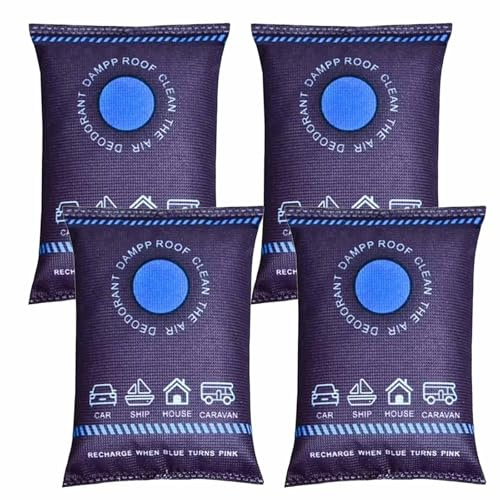 Car Moisture Absorber Bags, Reusable Dehumidifier Bags, Portable condensation absorbers for windows, Closet, Car, Basement, RV, and Storage(4pcs)