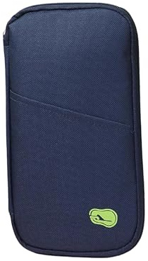 Passport Holder Travel Wallet, Oxford Cloth Blocking Waterproof Travel Document Holder, Large Capacity Family Travel Wallet Organiser with Wrist Strap for Passports Cash ID Cards Ticket (Navy Blue)