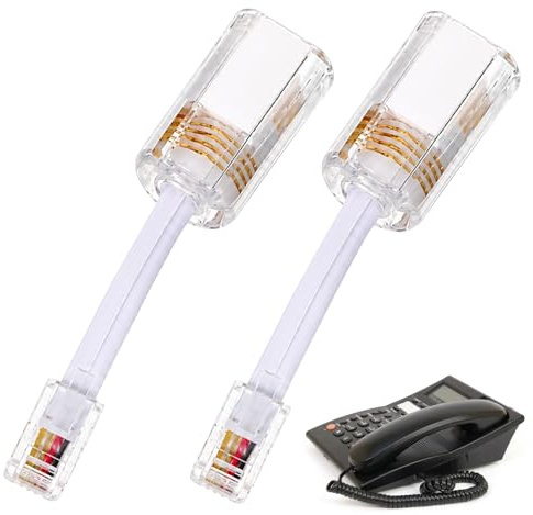 gsgfuis Desenredador de cable telefónico para auriculares de teléfono, adaptador giratorio de 360 grados, desenredador de cables, 2 unidades, cable de tierra blanco para cable RJ9