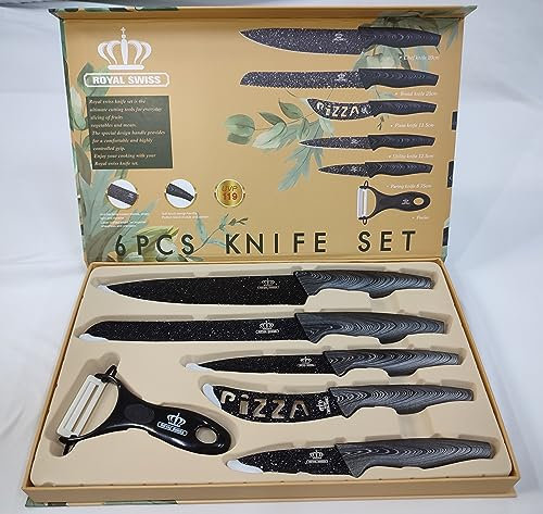 Royal Swiss Set de couteaux - Couteau de chef universel - Couteau à pizza et à pain - Éplucheur