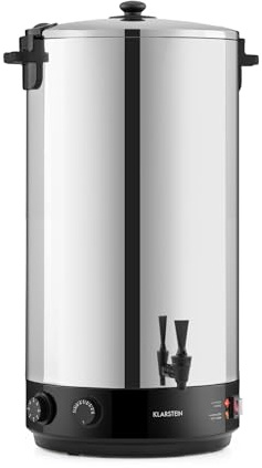 KLARSTEIN KonfiStar - Pastorizzatore, Pentola di Conservazione, Distributore di Bevande Calde, 30-110 °C, Timer: 20-120 min, Mantenimento del Calore, Maniglie Cool-Touch, Acciaio Inox, 60 L, Argento