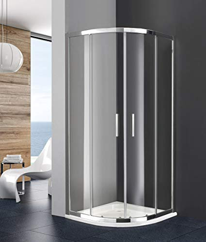 Mamparas de Ducha Semicirculares - GME modelo PRESTIGETITAN - Cristales Templados en TRANSPARENTE o FROST PLUS - 80X80 y 90X90 - Rango Instalación 76,5-79,5 y 86,5-89,5 cm (90x90, TRANSPARENTE)