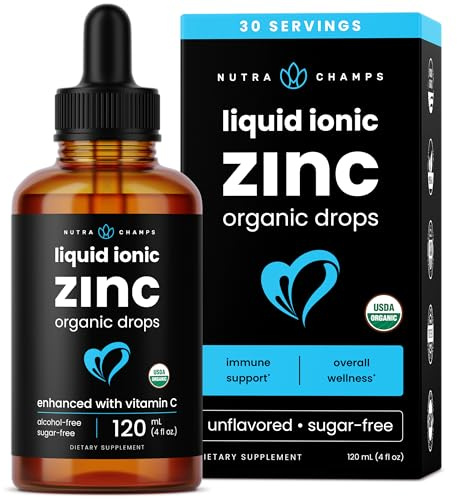 NutraChamps Liquid Zinc for Kids & Adults, Vegan, Pure Ionic Zinc Drops Enhanced with Vitamin C, Supplements for Immune Support, Sugar-Free Liquid 4 oz