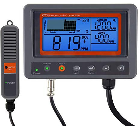 CO2 Controller Kohlendioxidregler CO2-Messgerät Monitor Tag und Nacht Relais Funktion, NDIR CO2 Sensor für Gewächshaus, Wachstumsräume, Fabrik, Zuhause, Büro