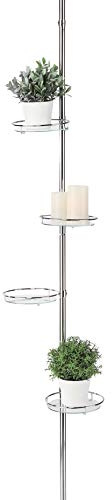 Spetebo Mensola telescopica con 4 ripiani in vetro – Scaffale estraibile per piante da 175 – 275 cm – Scaffale telescopico per fiori