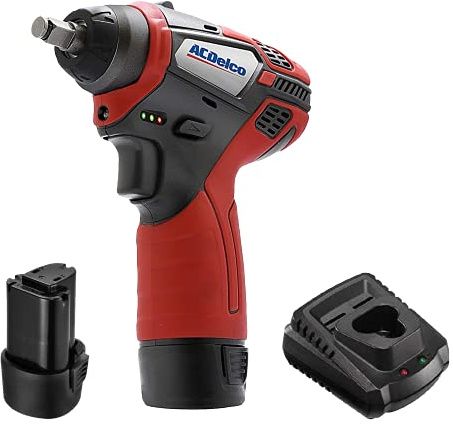 ACDelco ARI12104P G12 Series 3/8 Power Impact Wrench 10.8V Cordless Li-ion Electric Power Tool Kit with 2 Batteries & Charger (122 Nms / 90 ft-lbs Torque)