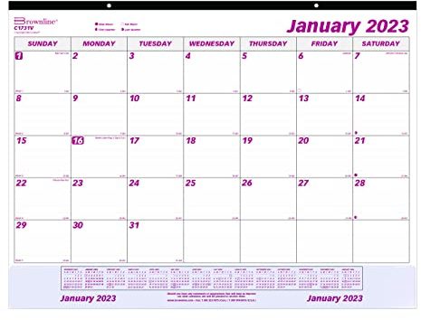 Brownline 2023 Monthly Desk Pad Calendar with Clear Vinyl Strip, 12 Months, January to December, 22'' x 17'' (C1731V-23), Burgundy/White
