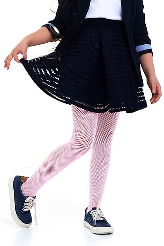 looksy Medias De Red Para Niña Pantimedias De Malla Duraderas Cómodas Con Patrón De Red De Diamantes Pequeños Medias De Moda Fiesta Escolar De Baile Lena, Rosa 11-12 años (146-152 cm)
