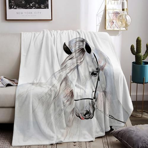 UGZDEA Cuddly Horse Blankets 130x150cm, 3D Print Horse Blanket Lightweight Sofa Blanket, Soft Warm Blanket for Adults and Children, Couch Bedroom Decor (A, 130x150cm)