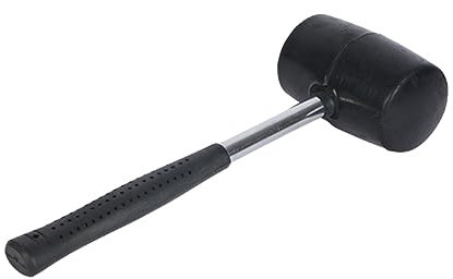jojofuny 750g Steel Handle Rubber Hammer Dual-Head Soft Mallet for Tile Installation Flooring Woodworking Tools Black Rubber Face