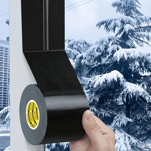 Bande d'étanchéité en tissu pour fenêtre d'hiver – 70mm x 20m – Ruban isolant pour fenêtres et portes – Facile à déchirer – Noir