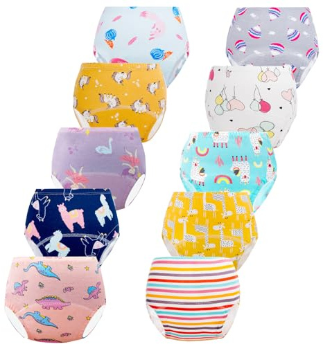 JackLoveBriefs Pack de 10 Bragas de Aprendizaje niña 3-4 Años(Multicolor，Talla：M)