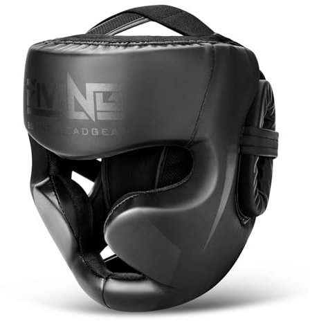 FIVING Kopfbedeckung für Boxen, kopfschützer für Kampfsport, MMA Training,Kickboxing Kopfbedeckung, Helm für Muay Thai, Grappling, Kickboxing (Schwarz, L)