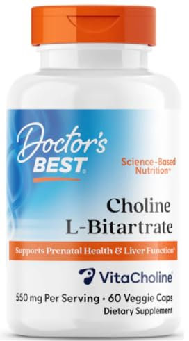 Doctor's Best - Cholin L-Bitartrat, 550mg | Unterstützt Gedächtnis und Nervenfunktion - 60 Veggie-Kapseln