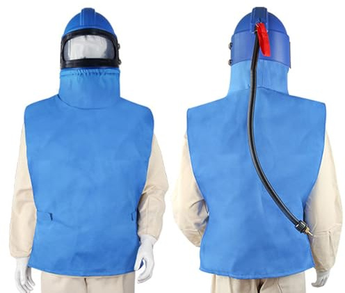 Capuchon de Sablage, Châle en Toile, équipement de Protection, Masque Anti-poussière, Casque de Sablage pour Pulvérisation, Ponçage, Coupe, Bricolage, Peinture, Travail du Bois