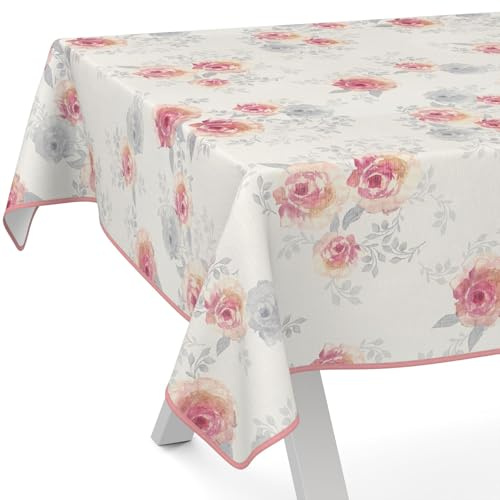 ANRO Vaxduk, bordsduk, tvättbar, vaxbordsduk, trädgårdsbordsduk, vattenavvisande, 90 x 130 cm med fåll (kantad – rosor